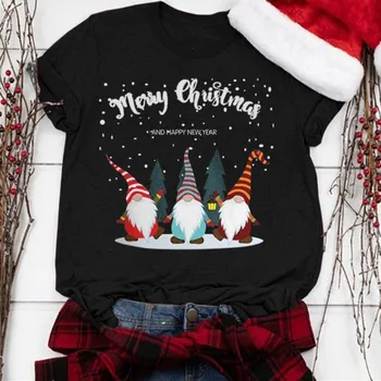 Amuzant Pitic Drăguț Haine Crăciun Fericit și la mulți Ani Tee pentru Femei Lady Desene animate de Imprimare Tricou Top Grafic Femeie T-shirt
