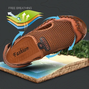 KATESEN Noi Bărbați Manual Plasă de Sandale de Vara Negru Clasic Sandale de Plaja de Moda Casual, Sport în aer liber, Papuci de Mari Dimensiuni 2021