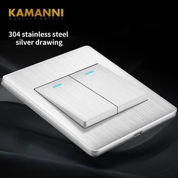 KAMANNI 1 banda 2 3 mod de lux de lumină modernă, alb comutator de perete electrice dormitor buton din oțel inoxidabil panou AC 10A 220V