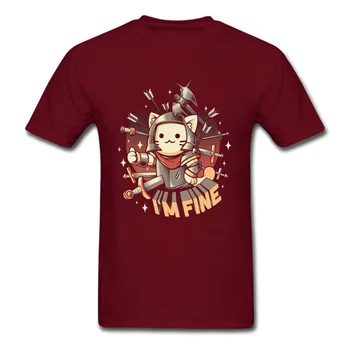 Eu sunt Bine, tricou Fallout Cat Tricou Barbati Băiat Seif Topuri Teuri Kawaii Kitty Imprimare Haine de Bumbac Războinic Maneca Scurta Tricouri Amuzante