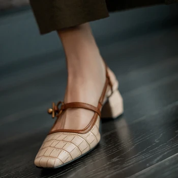 2021 Primavara/vara Noi, Originale, din Piele Indesata Femei Pantofi Deget de la picior Pătrat Catarama Curelei Pompe de Femei Sandale Mary Jane pentru Femei Tocuri