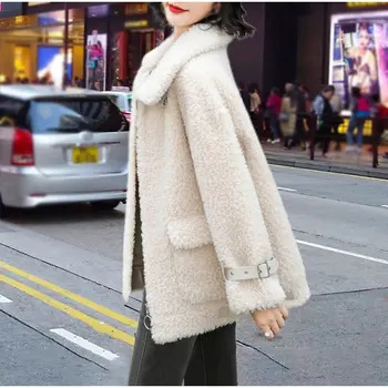 Streetwear Harajuku Vrac Plus Dimensiune de Pluș Teddy Jacheta 4XL Cald Iarna coreean Shaggy Faux Blana Îngroșa Supradimensionat Haină de Lână de Miel