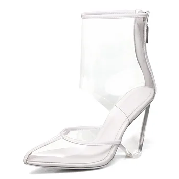 Coolcept De Moda Cizme De Vara De Bună Calitate Reală Din Piele Pantofi Sexy Femei Tocuri Pană Spate Cu Fermoar Elegant Încălțăminte Mărimea 34-43