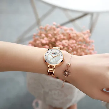 Ceasuri noi Femeile CURREN de Moda de Lux Stras Dial Cuarț Ceas rezistent la apa Banda din Oțel Inoxidabil Ceas de mână pentru Femei
