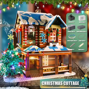 MUCEGAI REGELE 16011 Streetview Jucării De Crăciun Model de Casa Cu Led-uri și Muzică de Piese Copii Cadou de Crăciun Blocuri