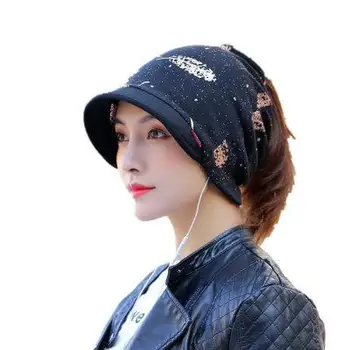 COKK Coada de cal Beanie Turban Doamna cu Pălărie coreean de Iarnă Capac Exterior Rece Dovada Cald Capota Femei Pălării Windproof Pene Model