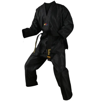 De înaltă calitate negru roșu adulți copii taekwondo TKD uniformă de formare taekwondo costume de broderie uniforme Poomsae dobok WTF aprobat