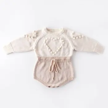 PUDCOCO Minunat copil Copil Fata de Pulover tricotat Haine Împletite Dragoste cu Maneci Lungi Salopeta Body Tinuta de Toamna 3-24M