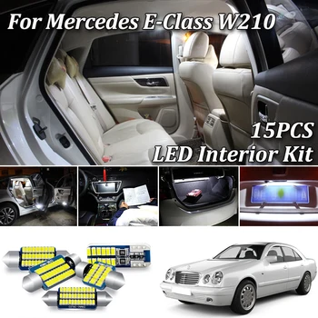15buc Alb Canbus fara Eroare led lumini de interior Kit pentru Mercedes E Class W210 Sedan LED Interior Hartă Dom Ușă Portbagaj Lumina