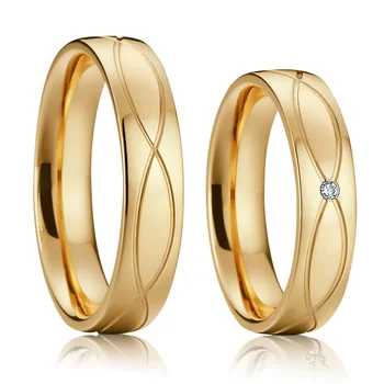 1 pereche de epocă două inele de nuntă pentru bărbați și femei Iubitor de Alianță placat cu aur de 18k bijuterii inel de căsătorie