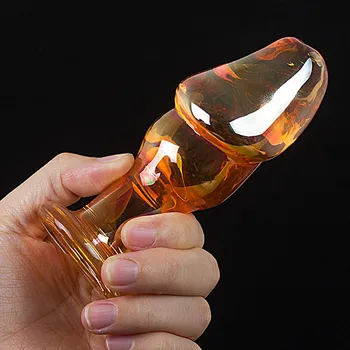 Cristal de Aur Glassl Vibrator Jelly Vibrator de Sticlă, Dop de Fund de Sticlă Anal Vibrator punctul G Masaj sex Feminin Masturbari Jucarii Sexuale pentru Femei