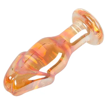 Cristal de Aur Glassl Vibrator Jelly Vibrator de Sticlă, Dop de Fund de Sticlă Anal Vibrator punctul G Masaj sex Feminin Masturbari Jucarii Sexuale pentru Femei