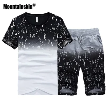 Mountainskin de Vară pentru Bărbați Cămăși și Scurt de Moda pentru Bărbați Seturi Casual sex Masculin Slim Fit Teuri de sex Masculin Hanorac Brand de Îmbrăcăminte SA438