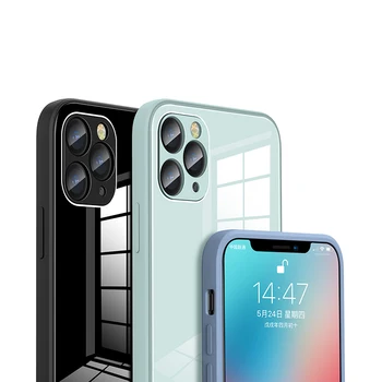 Nou Pătrat de Sticlă Lichid Telefon Caz Pentru iPhone 11 12 Pro Xs Max XR X 7 8 Plus SE 2 Lux Oglindă Culoare Silicon rezistent la Șocuri Acoperi