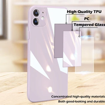 Nou Pătrat de Sticlă Lichid Telefon Caz Pentru iPhone 11 12 Pro Xs Max XR X 7 8 Plus SE 2 Lux Oglindă Culoare Silicon rezistent la Șocuri Acoperi