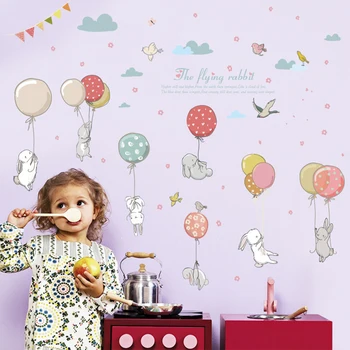 Iepuri drăguț Perete Autocolant pentru Copii Camera pentru Copii Decor Acasă Detașabil Tapet Camera de zi Dormitor Murală Bunny Autocolante