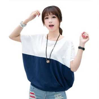 Casual Tricou de Vară Stil coreean O de Gât de Mari Dimensiuni Femei Vrac Scurt Batwing Maneca Student Bumbac Subtire T-shirt