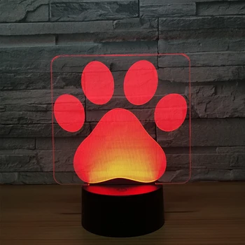 Câine Animal cu Gheare 3D Lampa Iluzie Lumina de Noapte LED-uri Bec Multicolor Atmosfera Lampara Noptiera Cadouri de Craciun Pentru Copii Copil Jucărie