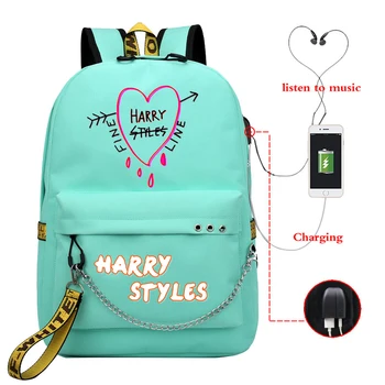 Femei Rucsac Mochila Harry Styles IUBESC PE TURISM 2020 Usb de Încărcare ghiozdane pentru Fete Adolescente Laptop Borseta Barbati de culoare Roz Bookbag