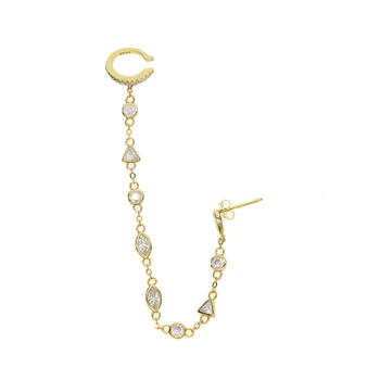 O bucată lanț lung mică ramă cz link-ul lanț scântei bling moda bijuterii argint 925 femei fata de link-ul lanț cercel