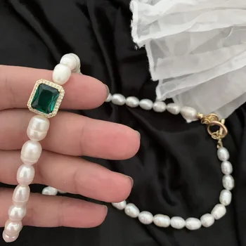 Vintage cupru cubi indesata colier de perle naturale de bijuterii pentru femei