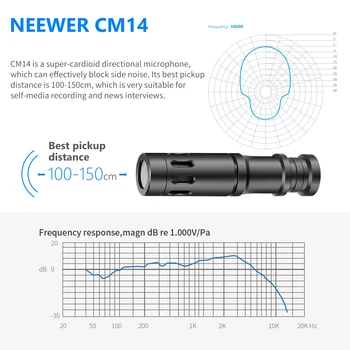 Neewer CM14 Microfon Mini-Camera Video cu Microfon Microfon Montare, Parbriz Pentru iPhone/Telefon Android/DSLR Camera foto/Video