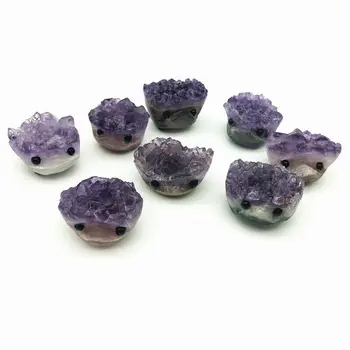 1 BUC Naturale Ametist Grup Violet de Cuart Cristal Sculptate manual Arici Cadou Decor Pietre Naturale și Minerale