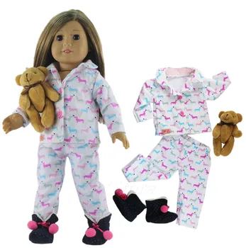 Multe Stil de Pijamale pentru Alegerea 1 Set Haine Papusa Top+pantaloni de 18 inch American Doll Manual de Înaltă Calitate 18