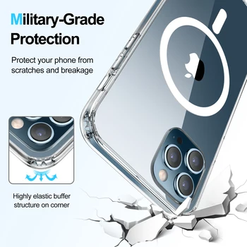Magnetice Telefon Transparent Caz Pentru iPhone 12 Pro Max Mini MagSafe Wireless rezistent la Șocuri Protecție Completă de Protecție coque Shell
