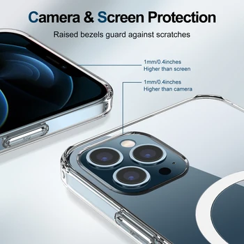 Magnetice Telefon Transparent Caz Pentru iPhone 12 Pro Max Mini MagSafe Wireless rezistent la Șocuri Protecție Completă de Protecție coque Shell