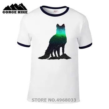 Amuzant Anime Design Bărbați T-shirt muntii padurea tabără fox drumeții spațiu de Animale sălbatice de magie în aer liber, Haine Originale tricou Nou