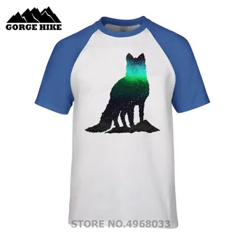 Amuzant Anime Design Bărbați T-shirt muntii padurea tabără fox drumeții spațiu de Animale sălbatice de magie în aer liber, Haine Originale tricou Nou
