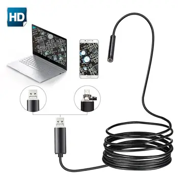 USB/Android 2-în-1 Camera Endoscop 7mm Impermeabil Micro USB, Mini camere Video cu 6 LED-uri Reglabile Lumină Pentru Android Loptop