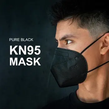 50-200pcs KN95 CE 5-strat de Protecție de Unică folosință, Mască Praf Agățat de Ureche Tip Masca Neagra Cuprinzătoare Mască de Protecție