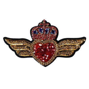 10piece Coroana Inima Diamant cu Patch-uri cu Paiete, Broderie, Aplicatiile Mini Inima Insigne pentru Broșe Cusut TH1049