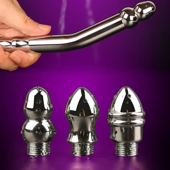 Aluminiu De Înaltă Calitate Din Aliaj De Metal 3-Cap Anal Douche Clisma Tub Anus Vaginale Curățare Anal Duș Curat Dop De Fund Jucarii Sexuale