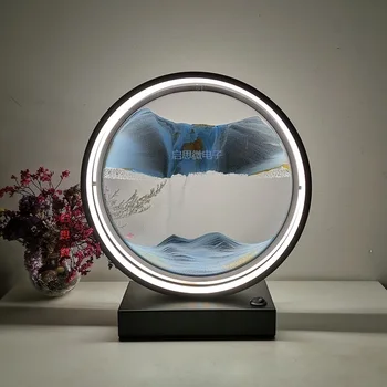 Creativ Retro Clepsidra lampă de masă Ambarcațiuni nisipuri miscatoare 3D Peisaj Natural Curge Nisip Imagine în Mișcare Clepsidra Lampa de Noapte Acasă