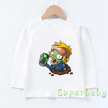 Copii Joc Plante Vs Zombi de Imprimare tricou Copii Băieți Fete desen Animat Amuzant Bluze Copii cu Maneca Lunga T-shirt,LKP5241