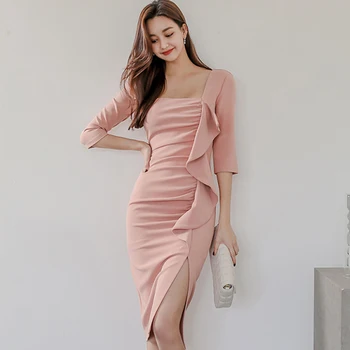 New sosire moda femei fara spate formale rochie elegant temperament de primăvară și de toamnă sexy stil de lucru slim midi rochie de creion