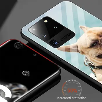 Sticla Caz de Telefon Pentru Samsung Galaxy S20 FE 5G S21 Ultra S10e S10 S9 S8 Plus Bulldog francez Câine de Acoperire Coajă Coque Fundas