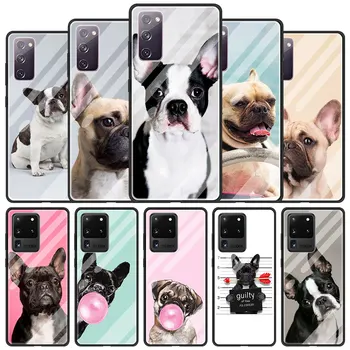 Sticla Caz de Telefon Pentru Samsung Galaxy S20 FE 5G S21 Ultra S10e S10 S9 S8 Plus Bulldog francez Câine de Acoperire Coajă Coque Fundas