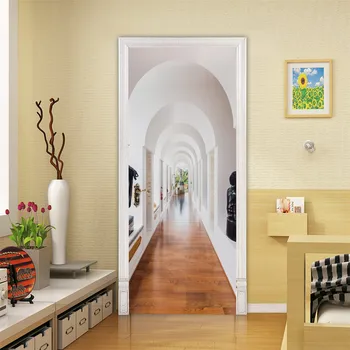2 buc/Set Ușa Autocolant Pentru Camera de zi Dormitor Decorare Adeziv DIY Tapet Poster Vizuale 3D Home Decor Mural PVC Perete Decal
