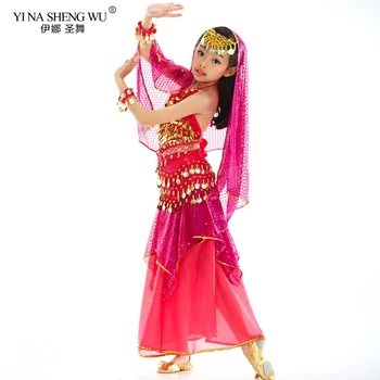 Belly Dance Costume pentru Copii Fete Copii Belly Dance Fusta de la Bollywood, Dans Rochie de Performanță Concurs Indian Îmbrăcăminte