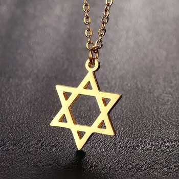 Steaua Lui David Pandantiv Colier Pentru Femei De Aur Din Oțel Inoxidabil Israel Evreiesc Bijuterii Dropship