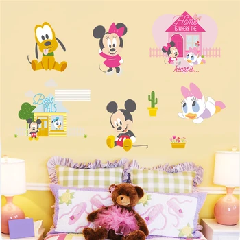 Desene animate mickey minnie mouse pluto rață autocolante de perete pentru camere de copii home decor disney decalcomanii de perete din pvc de artă murală diy postere