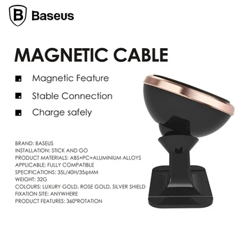 Baseus Auto Magnetic cu Suport de Telefon Stand Suport de Montare Pentru iPhone X Samsung 360 de Grade Magnet Mobil Mobil Smarthone Suport GPS