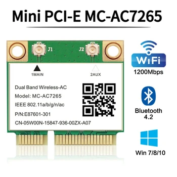 1200Mbps Wireless Mini PCI-E 7265AC placa de Retea WiFi 802.11 ac BT4.2 buc Adaptor