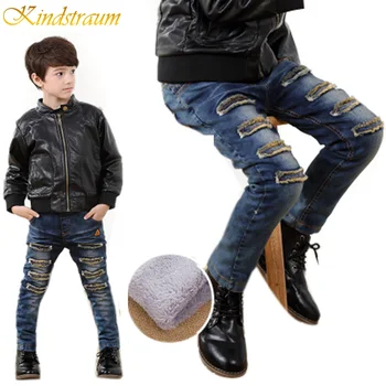 Kindstraum Iarna Noi Baieti Blugi 4 Stiluri de Copii Cald Pantaloni din Denim Copii Gros de Cald Fleece Pantaloni Baieti Iarnă, MC238