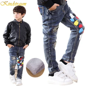 Kindstraum Iarna Noi Baieti Blugi 4 Stiluri de Copii Cald Pantaloni din Denim Copii Gros de Cald Fleece Pantaloni Baieti Iarnă, MC238