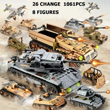 Sembo 1061PCS Rezervor de Constructii Blocuri Jucarii Mini cifre Vehicul Aeronave Băiat Militare de Învățământ Compatibil LegoINGlys Cărămizi